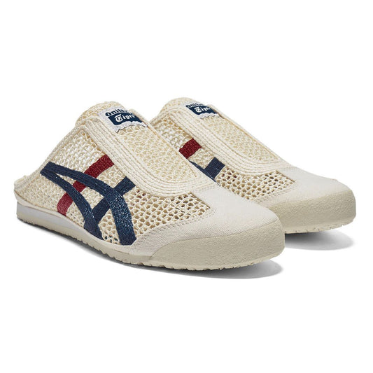 Orixa Kicks Mexico 66 Sabot sneakers in cream and Mako blue with white laces and classic athletic design.