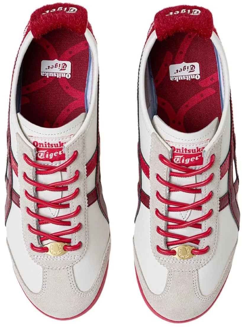 Onitsuka Tiger Mexico 66 2026 Year of the Horse sneakers with detailed horse design in black and white, casual athletic footwear.