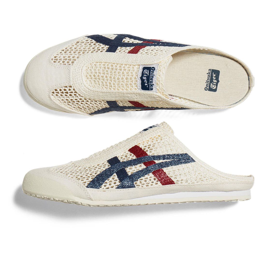 Orixa Kicks Mexico 66 Sabot sneakers in cream and Mako blue with white accents, displayed on a neutral background.