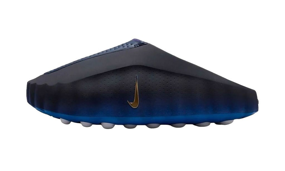 Nike Mind 001 Slide in blackened blue color, featuring a comfortable slip-on design and Nike branding on the strap.