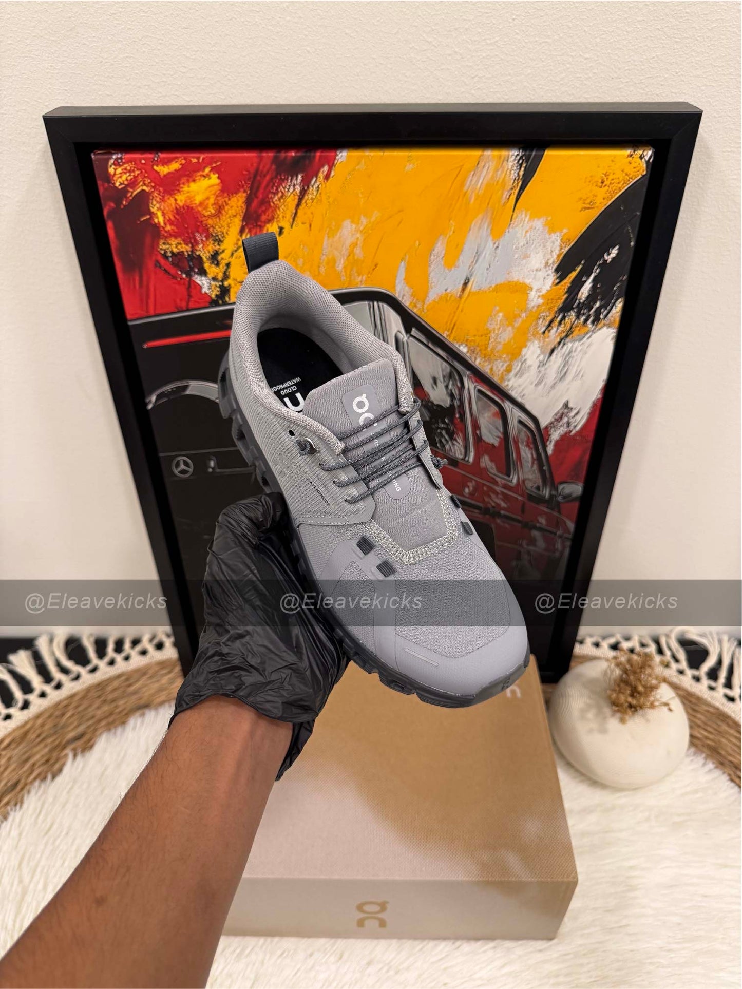 On Cloud 6 waterproof shoe in the Alloy/Wolf