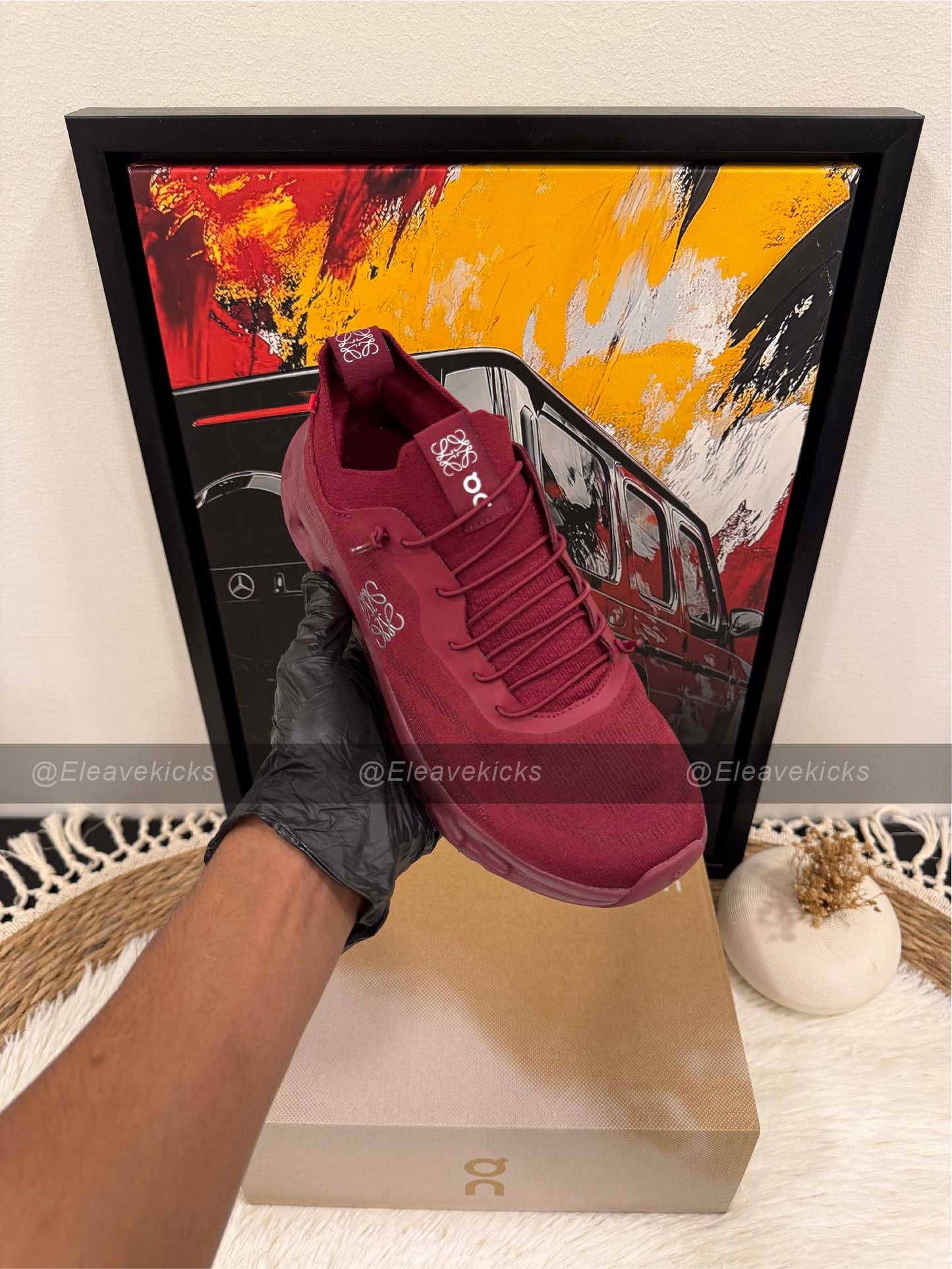 Loewe x ON Wmns Cloudtilt sneaker in 'Beet Red'