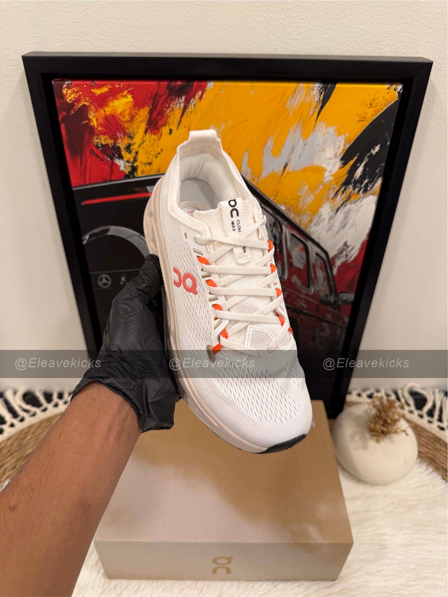 On Cloudsurfer Max shoe in 'Ivory/Salmon'